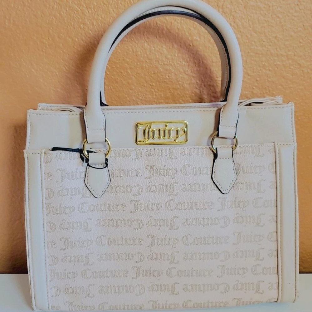 Juicy Couture Cream Satchel with Gold Hardware